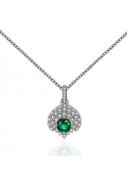 Colar de decoração de diamantes com gema esmeralda
