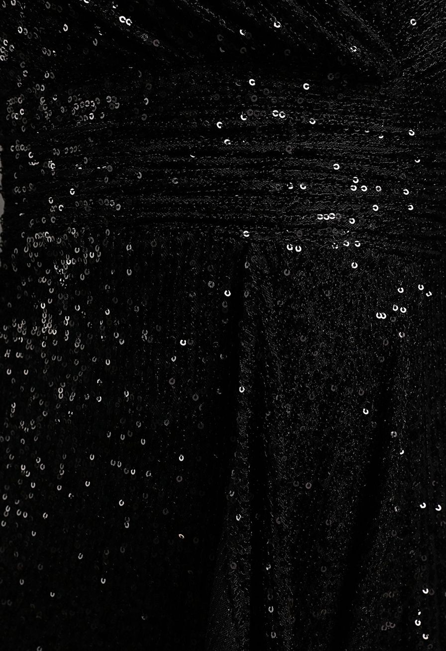 Vestido transpassado de paetês e lantejoulas Shimmer em preto