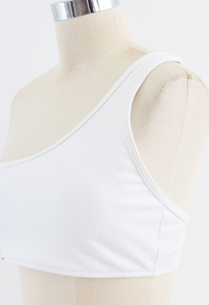 Conjunto de biquíni cintura baixa com nervuras de um ombro