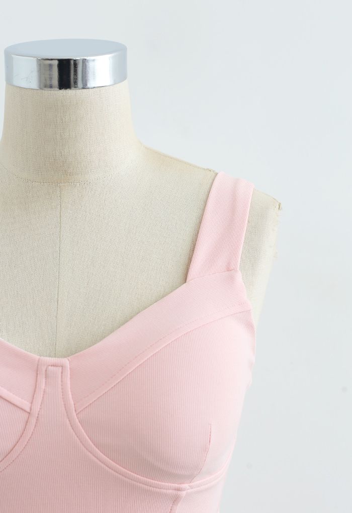 Sutiã esportivo Cami de baixo impacto com costura em rosa nude