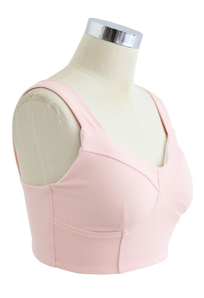 Sutiã esportivo Cami de baixo impacto com costura em rosa nude
