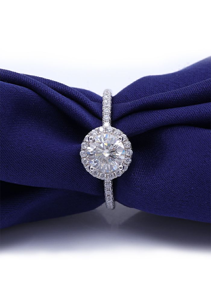 Anel de diamante Moissanite brilhante e elegante