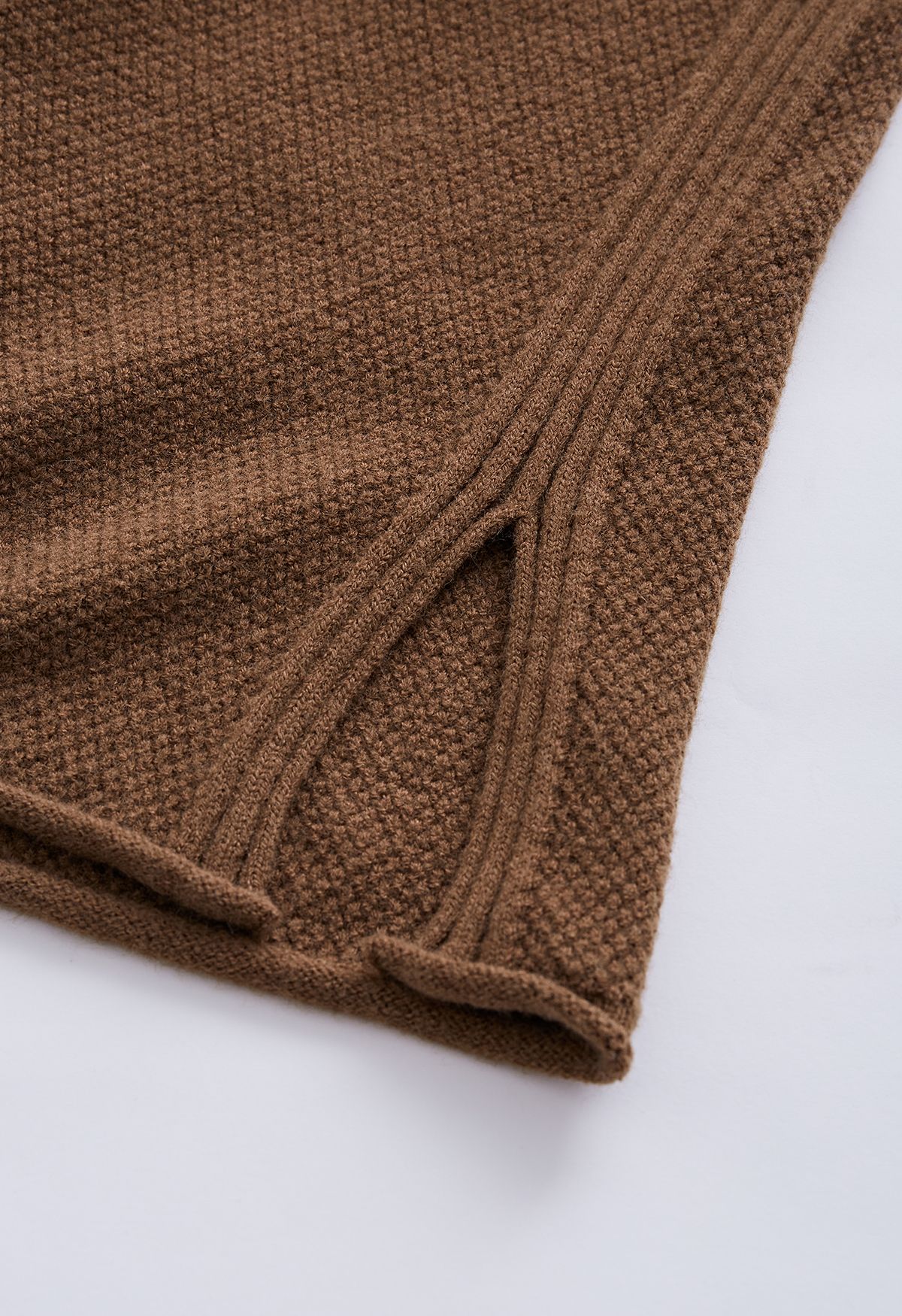 Conjunto de suéter Hi-Lo de malha waffle e calça larga em marrom
