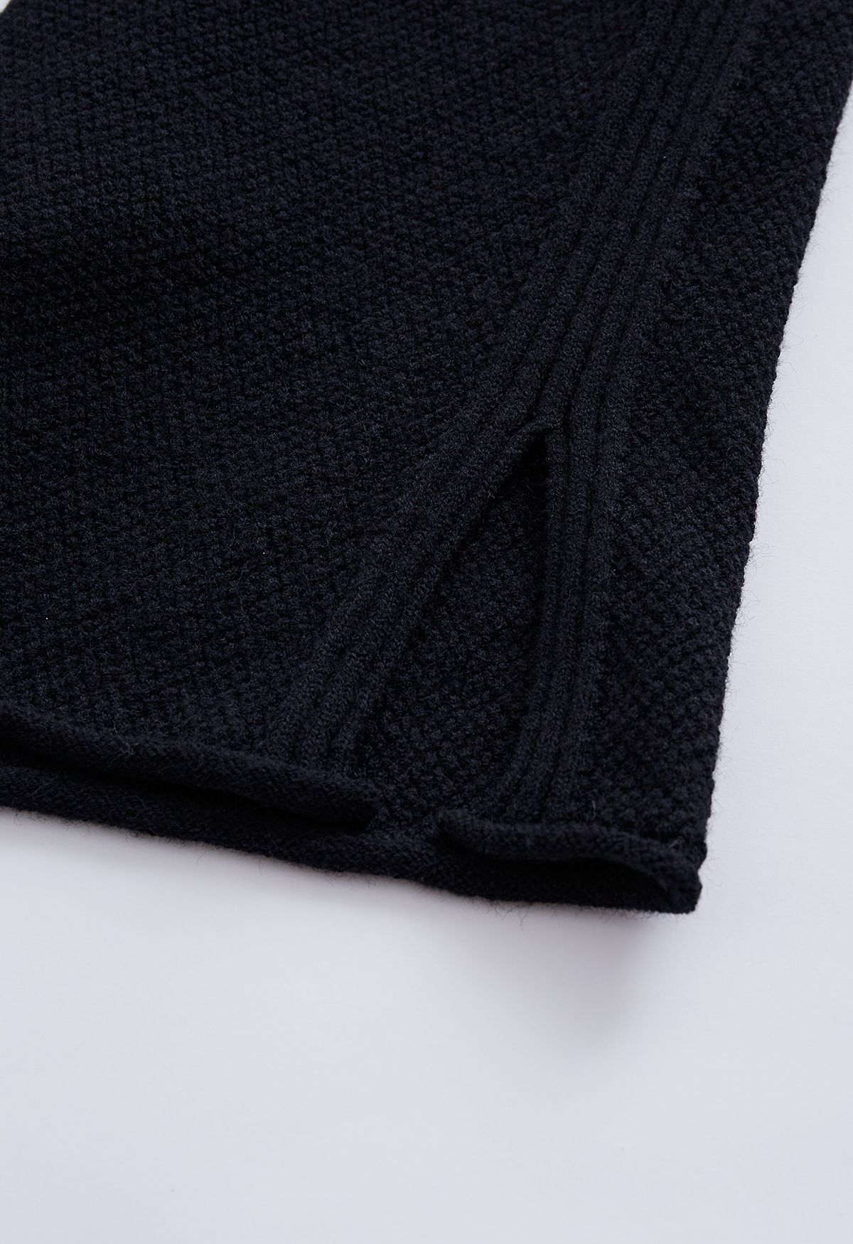 Conjunto de suéter Hi-Lo de malha waffle e calças largas em preto
