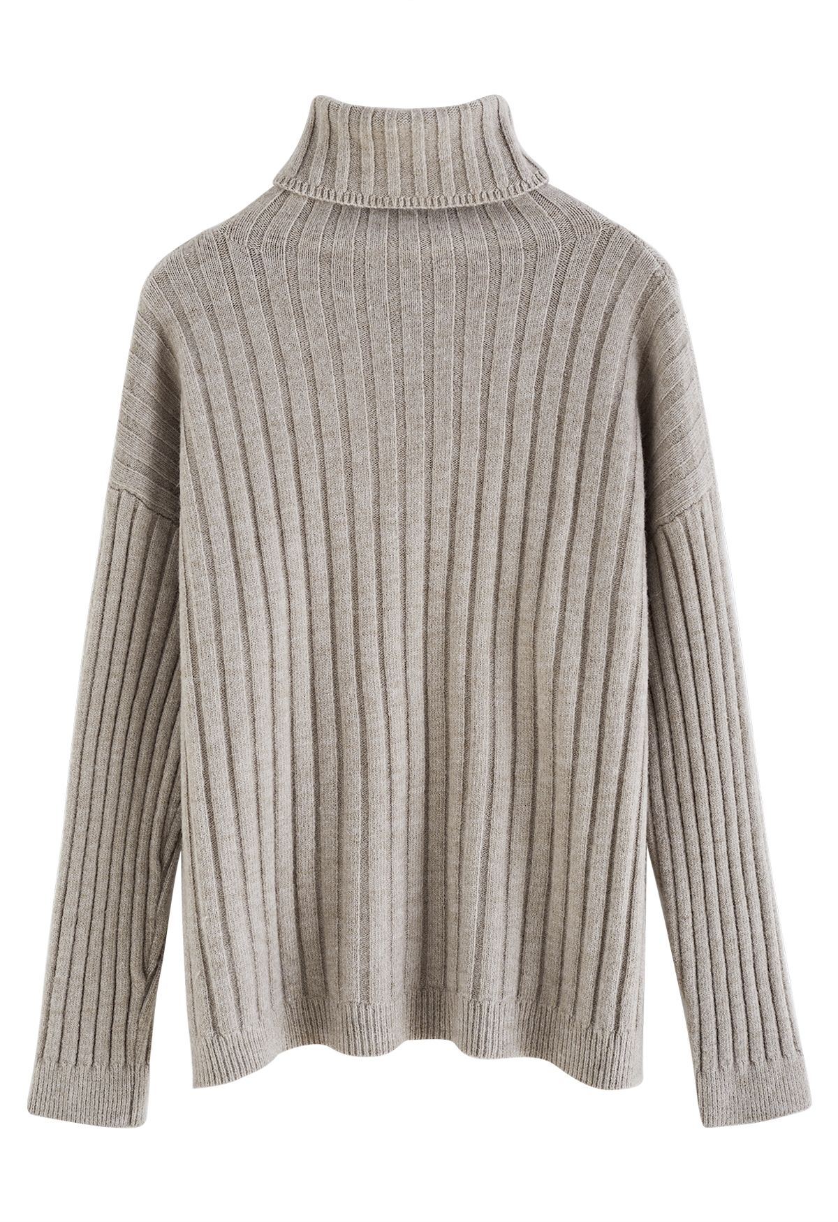 Sweater de malha com mangas turtleneck em taupe