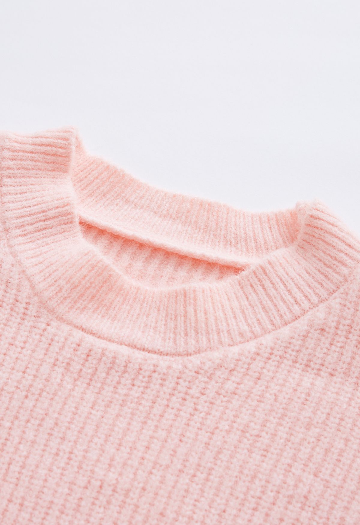 Suéter de malha canelada com gola redonda Ombre em rosa