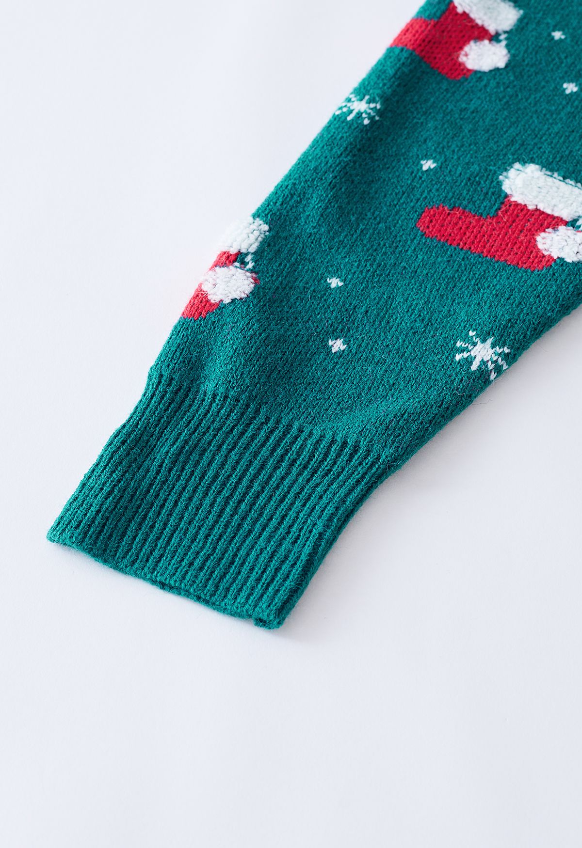 Suéter de malha de floco de neve com meia de natal