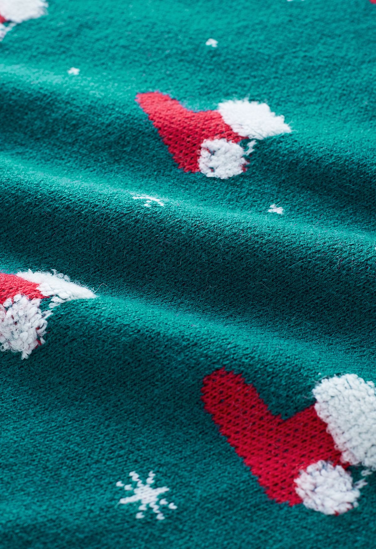 Suéter de malha de floco de neve com meia de natal