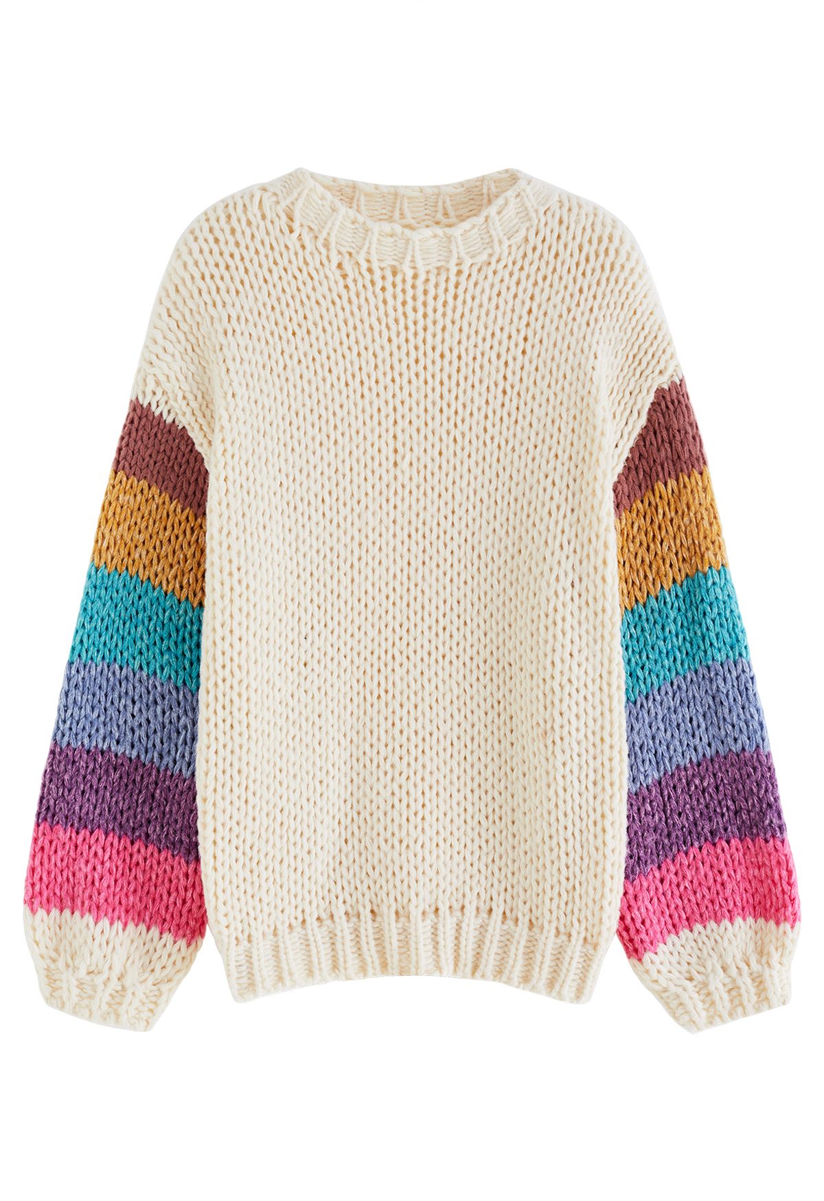 Suéter tricotado à mão Colorblock