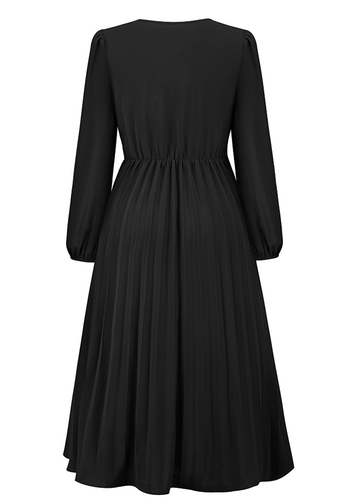 Vestido de cinto com fivela frontal em preto