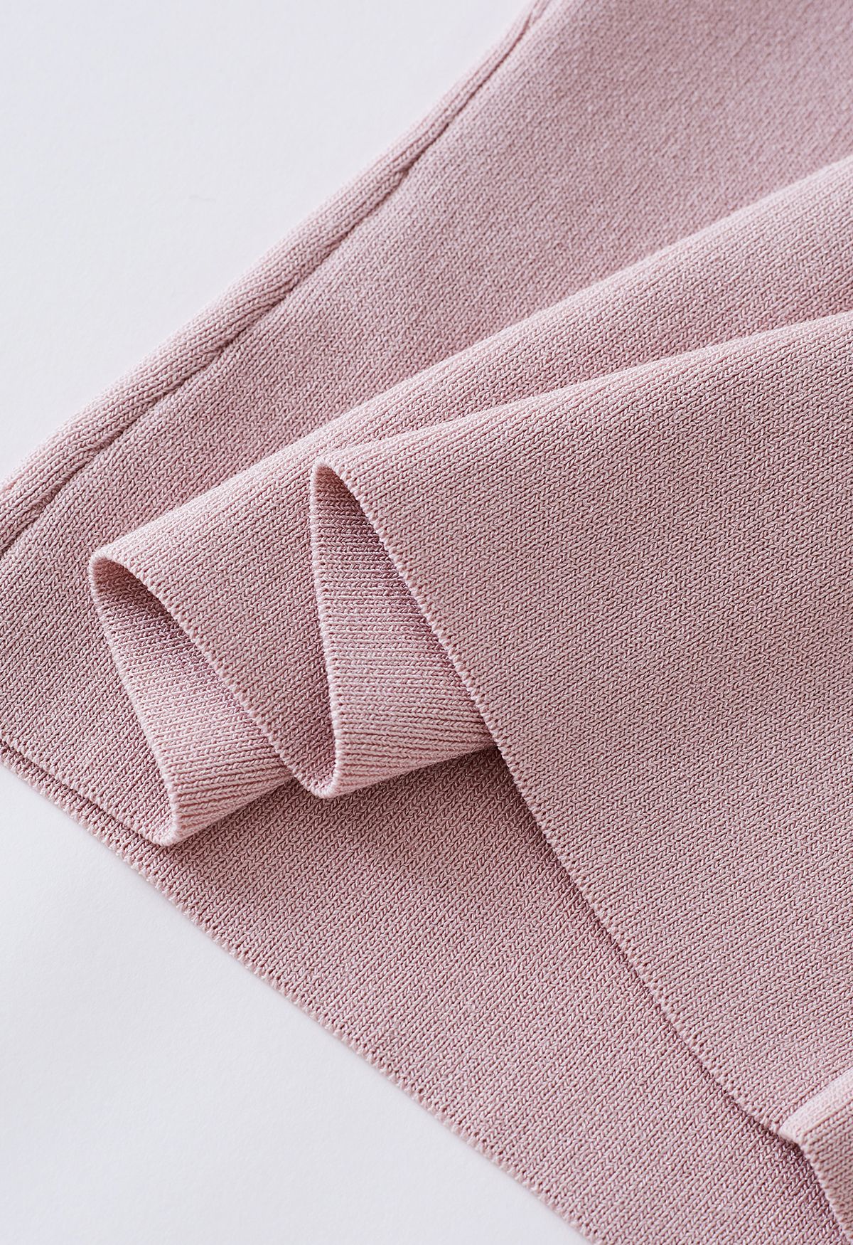Sassy Blusa de malha com decote largo e babados em rosa empoeirado
