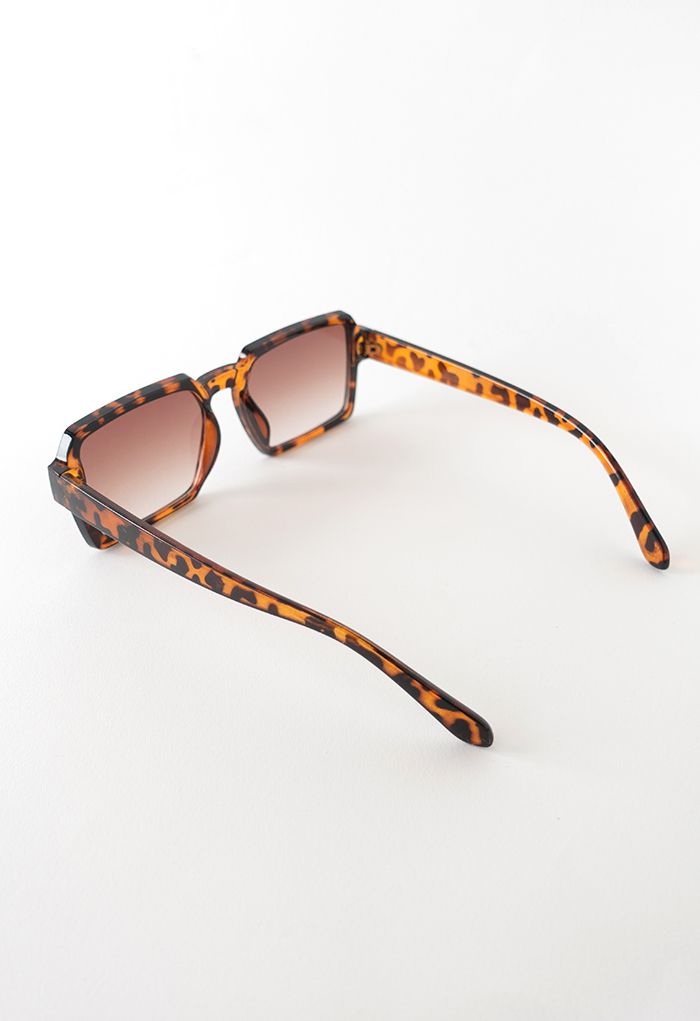 Óculos de sol de armação quadrada de aro completo em leopardo