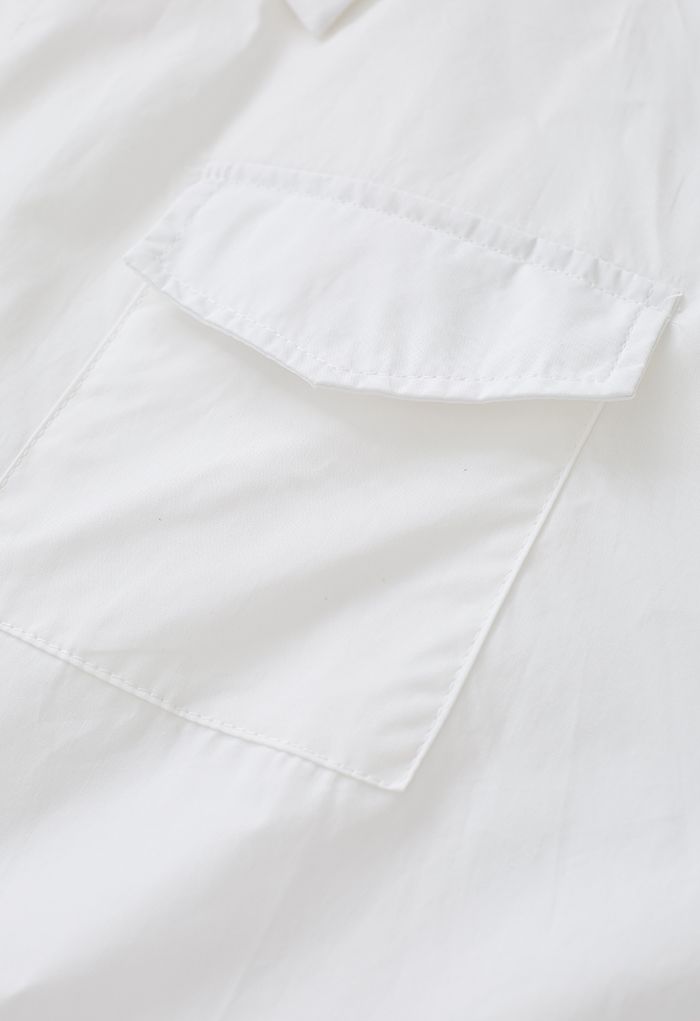 Conjunto de blusa e camisa com decote em V Cami em branco