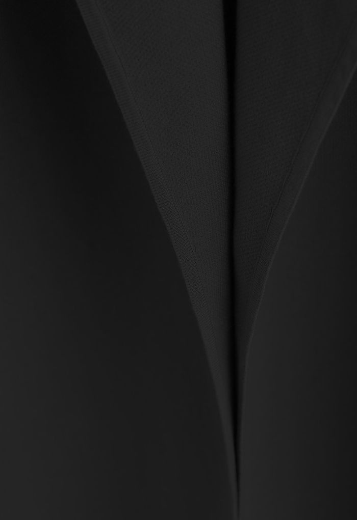 Casaco de malha frontal aberto elegante em preto