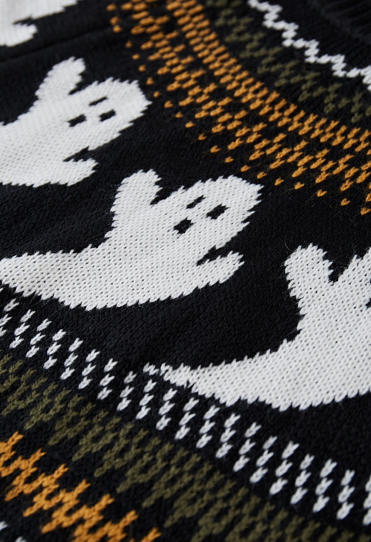Lindo suéter de malha de mangas compridas Ghost em preto