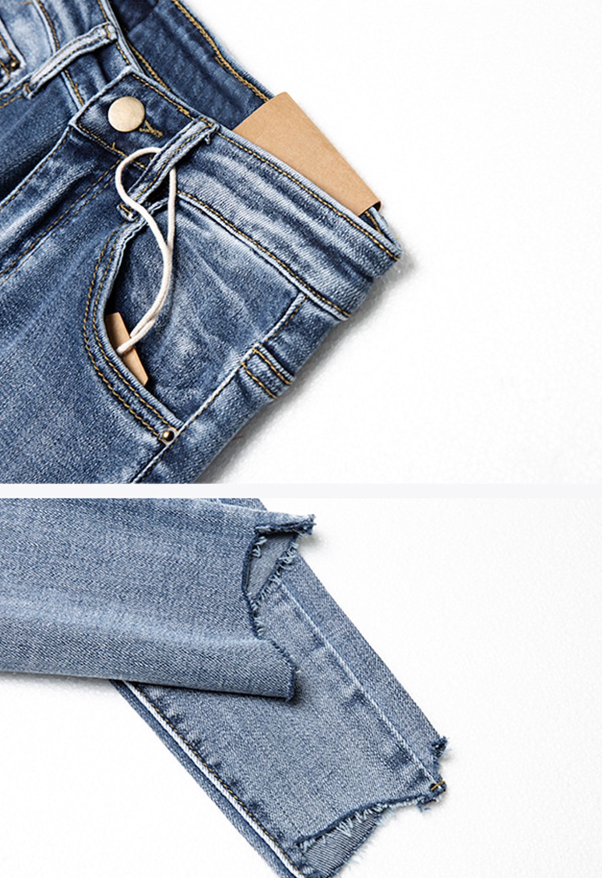 Calça jeans cropped com bainha irregular irregular