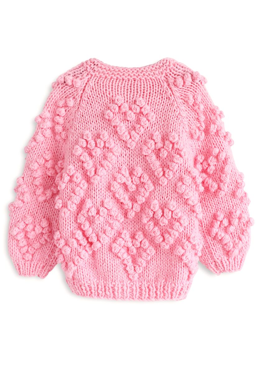 Tricotar seu amor Cardigan em rosa choque para crianças