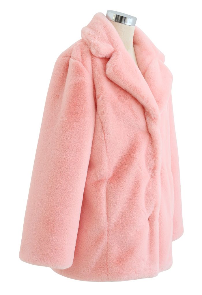 Casaco de pele fake rosa marshmallow