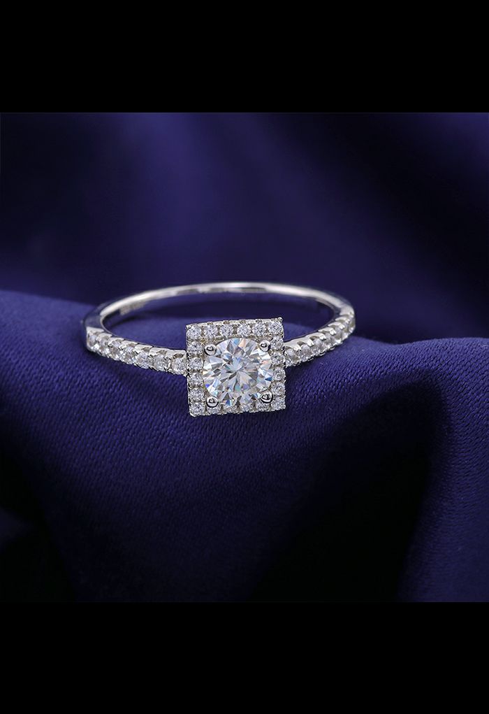 Anel de Diamante Moissanita Formato Quadrado