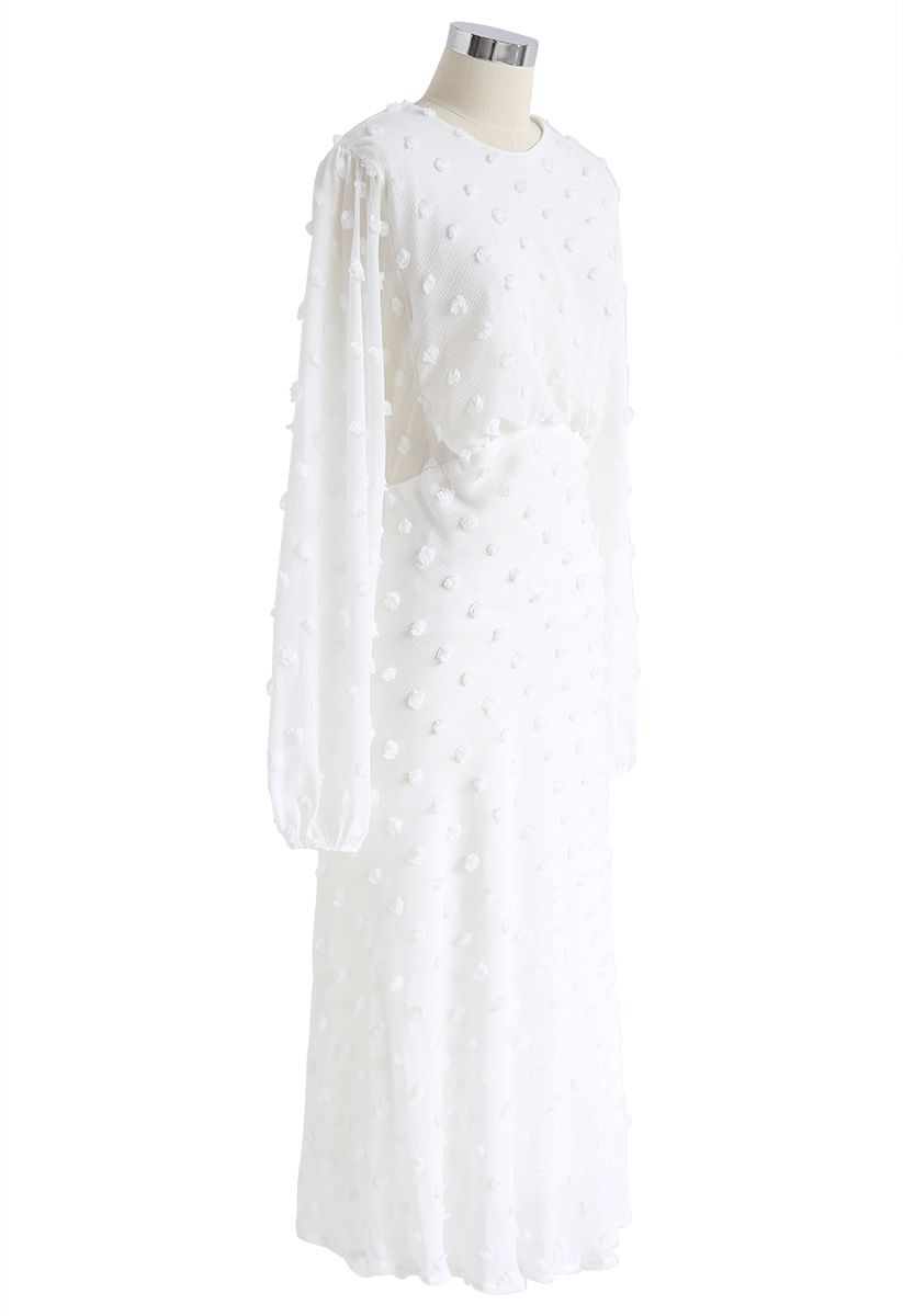 Vestido midi transparente de algodão doce branco