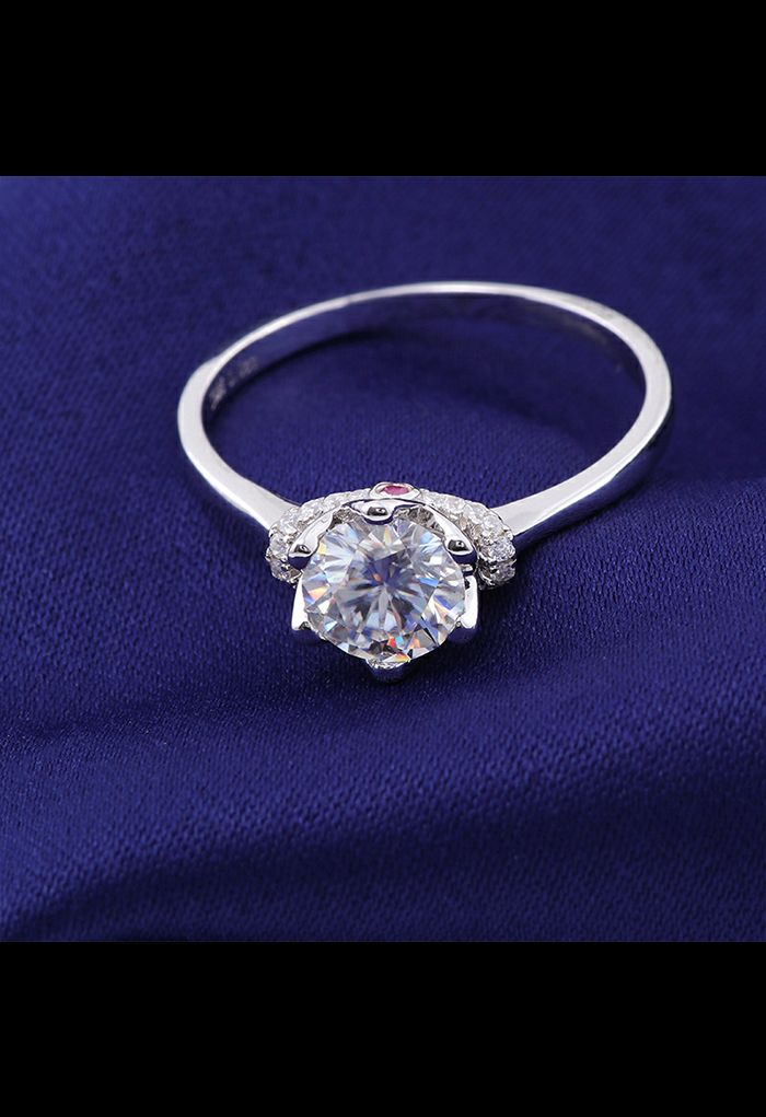 Anel de diamante Moissanite com decoração de joias rosa