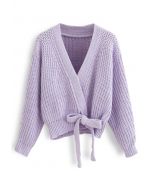 Embrulhe o suéter Bowknot Chunky Knit em lavanda